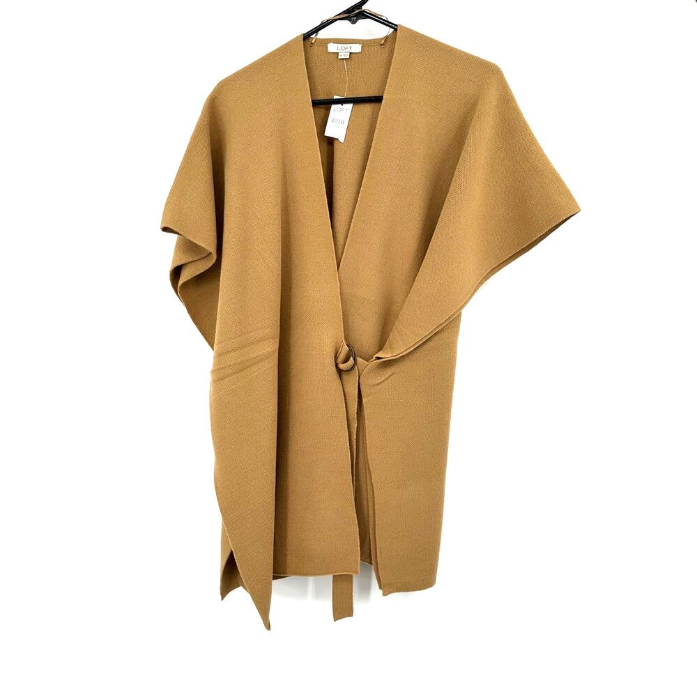 Loft Size Medium Large Shawl Sweater New with‎ Tags NWT Camel Color Tie Front